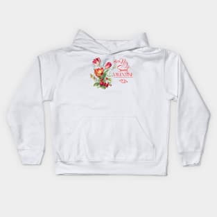 Sweet Floral Valentine with Strawberries Kids Hoodie